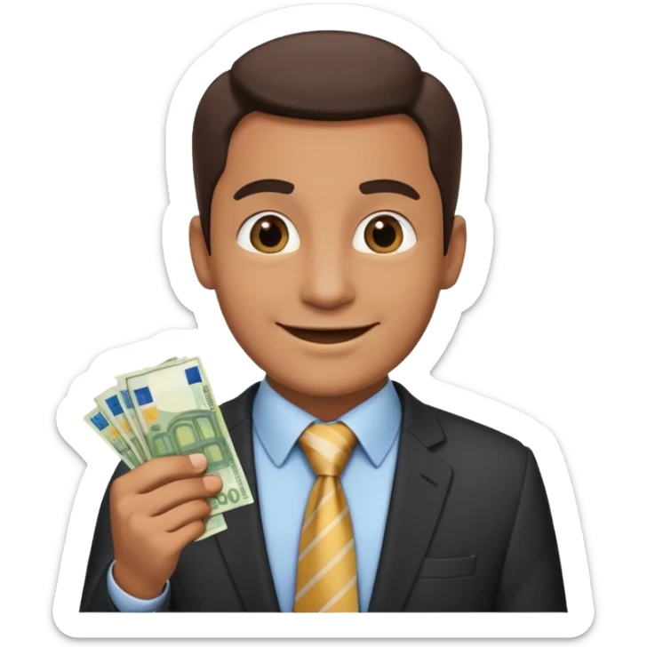 AN UNCLE with a tie in business clothes and with euro money
 sticker