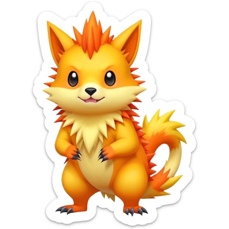 Cool cute edgy kawaii Quilava-animal-creature-hybrid full body sticker