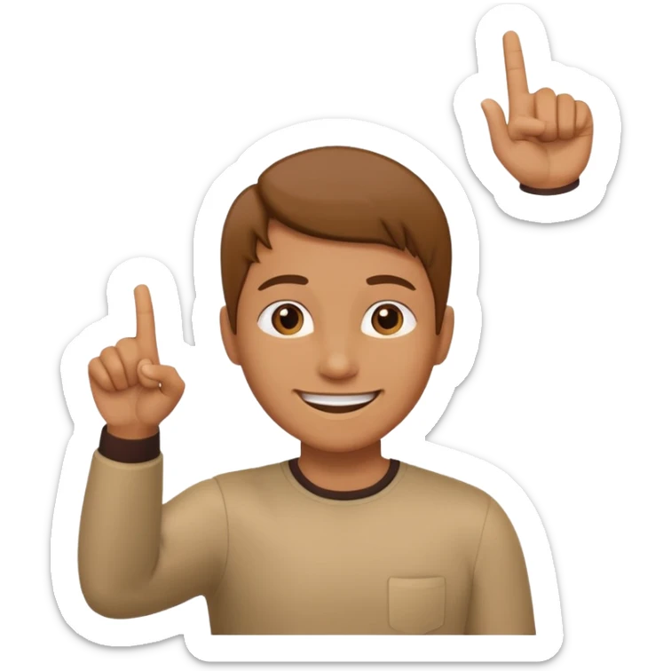 Draw a picture of a person pointing to themselves with their other hand raised. sticker