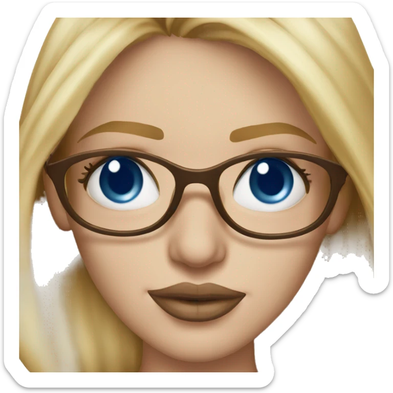 blonde woman with blue eyes and glasses kissing George Clooney mouth  sticker