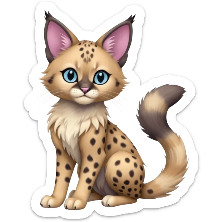 Dark Edgy Cute Pastel Ragdoll-Caracal-Cheetah-Fakémon-Lykoi-feline-hybrid (full body) sticker