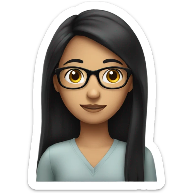 A girl with long black hair and glasses who needs mental health services sticker