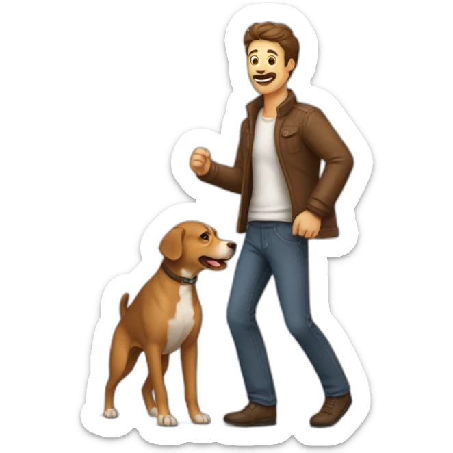 Homme qui se fait poursuivre pars un chien sticker