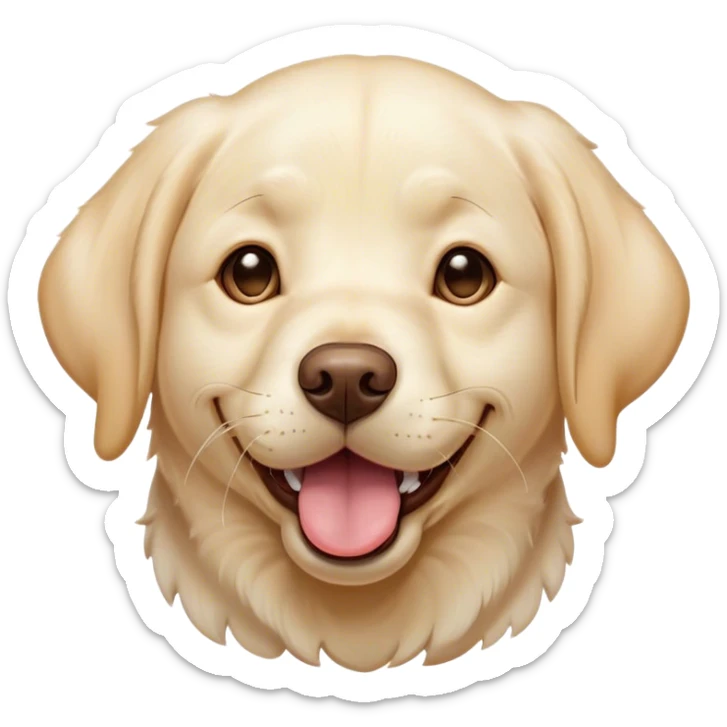 Cinematic Cute Yawning Cream Labrador Portrait Emoji, Head tilted slightly with a dramatic, wide-open yawn, showcasing a smooth cream Fur with a subtle shimmer, floppy ears slightly drooping, round warm eyes barely open in drowsy contentment, Simplified yet irresistibly adorable features, highly detailed, glowing with a soft, cozy glow, high shine, relaxed yet expressive, stylized with a touch of whimsy, bright and endearing, soft glowing outline, capturing the essence of a sleepy yet affectionate companion, so drowsy it feels like it could stretch out of the screen and curl up for a nap! sticker