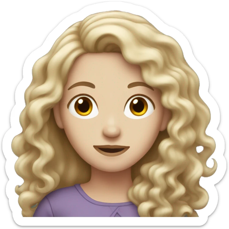 Woman with pale skin and long curly brown hair  sticker