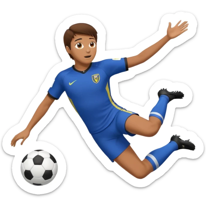 File brown hair saving a goal in soccer diving in the air  sticker