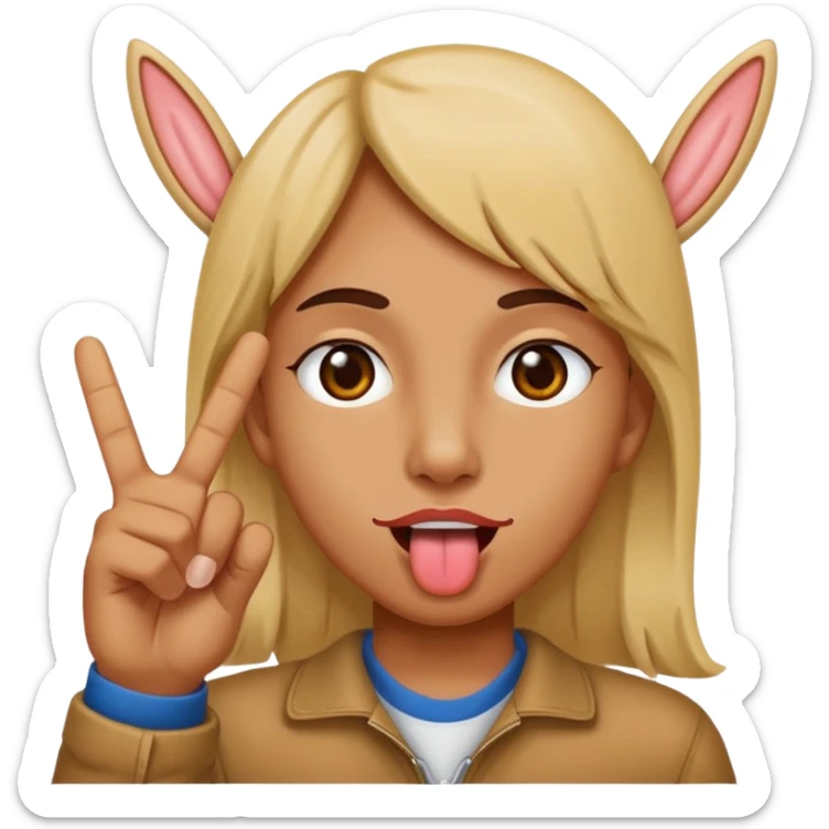 make a person with their going out doing the peace sign but with the tounge between their fingers sticker