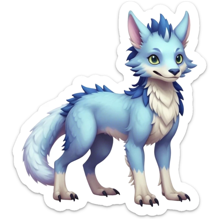 Feral Rare Fantasy cute pastel Vernid-Sergal-animal-creature-hybrid by LiLaiRa, markings, tufted ears, full body sticker