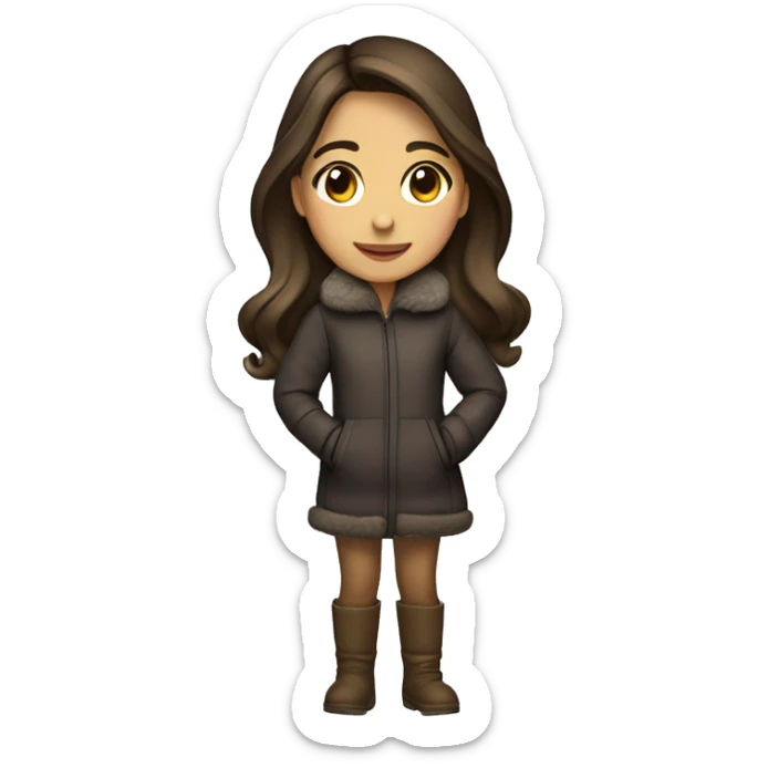 winter christmas coat, hispanic, long brown hair, girl, brown eyes, fair skin  sticker