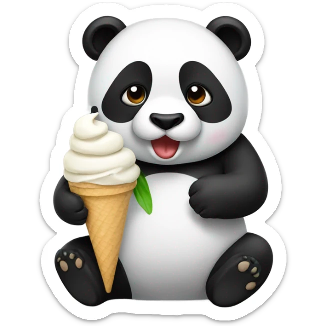 Panda eating ice cream sticker