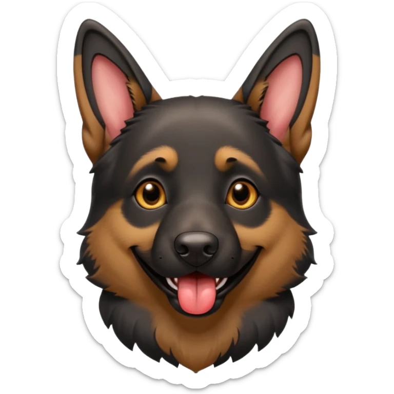 cartoon style dark German Shepherd dog with its tongue hanging out long sticker