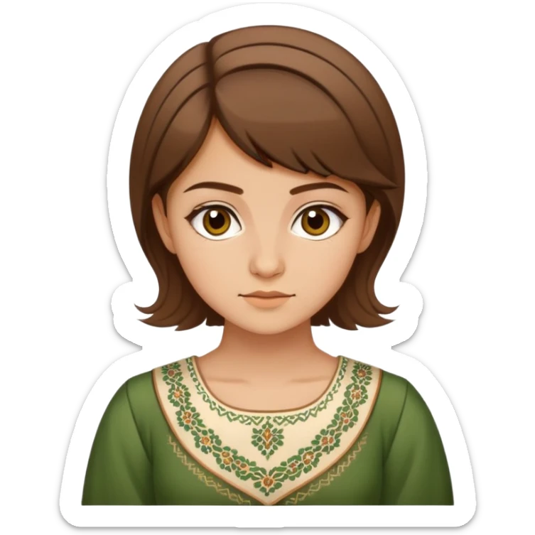 20-year-old Chechen girl with short brown hair in Chechen dress sticker