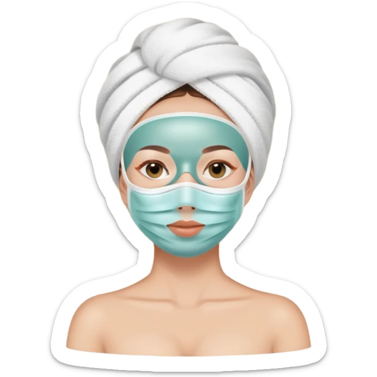 Lady with face mask spa beauty full face relaxing sticker
