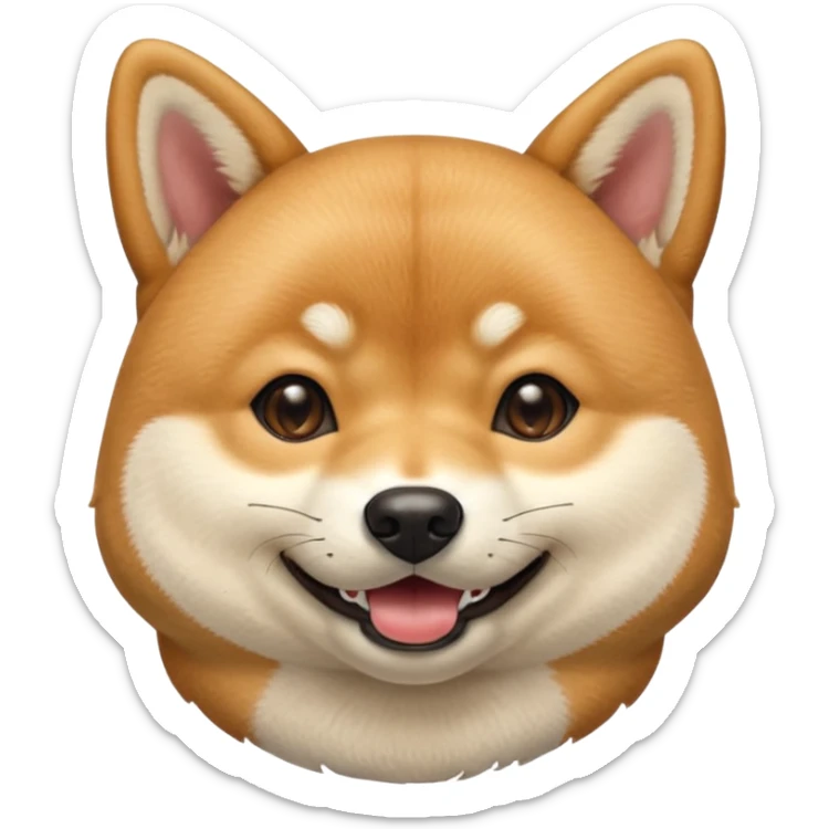 portrait of a shiba dog, smiling with closed mouth, no tongue showing sticker