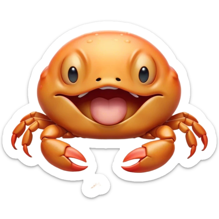 Cinematic Cute Yawning Baby Crab Portrait Emoji, Head tilted slightly with a dramatic, wide-open yawn, showcasing a petite, delicately armored body with gently drooping antennae and sleepy, half-closed eyes, Simplified yet irresistibly adorable features, highly detailed, glowing with a soft, cozy coastal glow, high shine, relaxed yet expressive, stylized with a dash of whimsical seaside charm, soft glowing outline, capturing the essence of a drowsy yet affectionate baby crab that appears ready to scuttle off for a nap! sticker