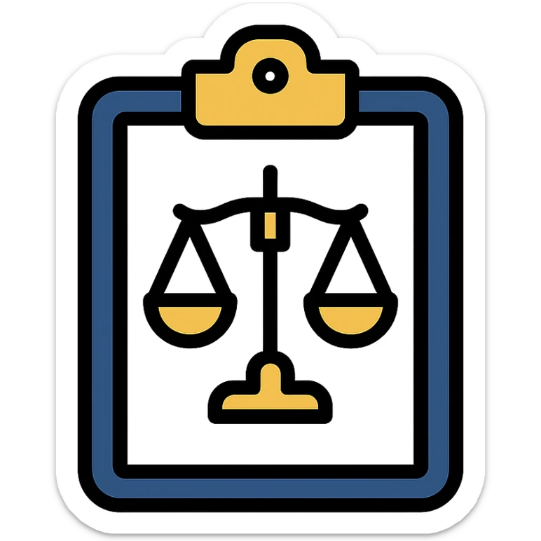 legal consulting icon, scales of justice, elegant, navy and gold, contemporary, trustworthy, for legal services sticker