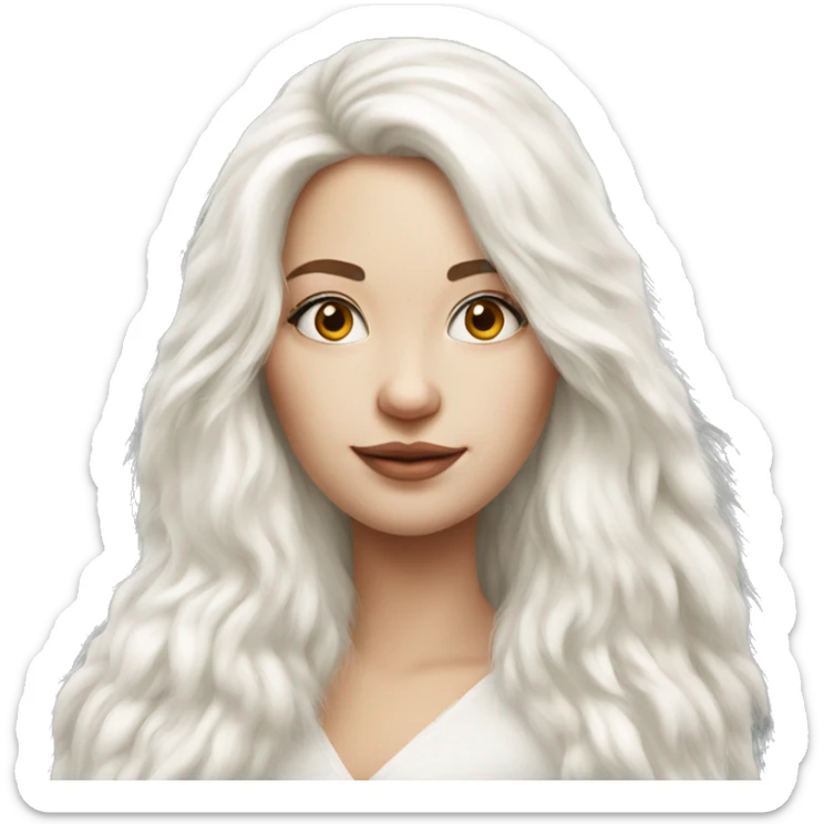 Realistic pretty Russian woman with long hair with white fur  sticker