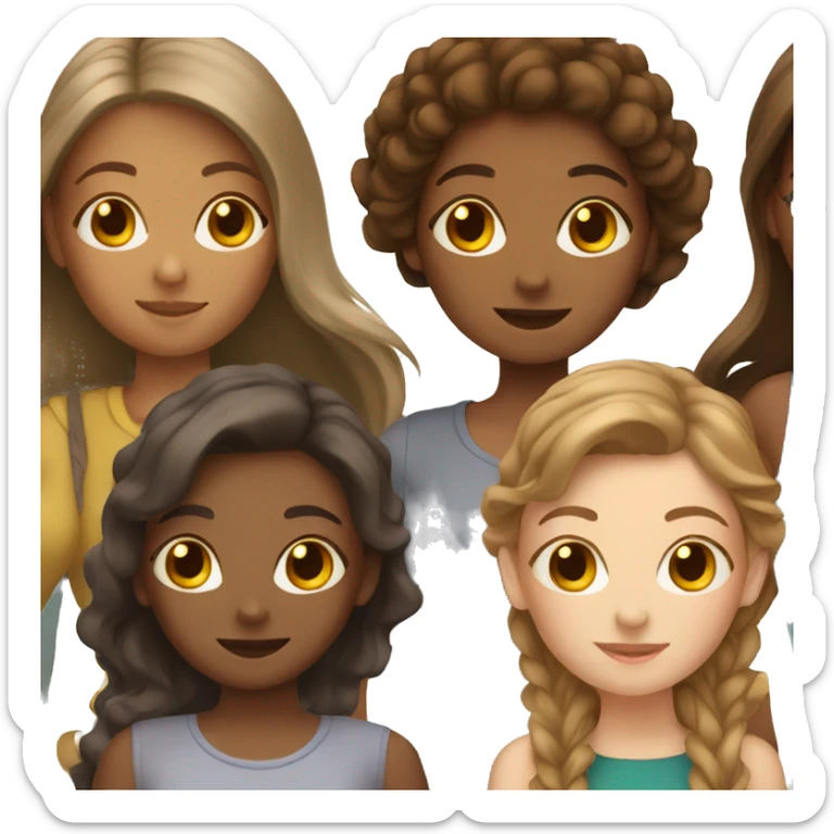 3 girls with brown hair sticker
