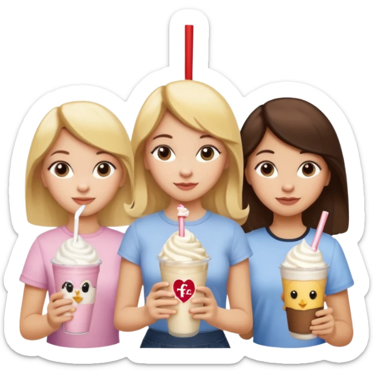 girl with blonde hair, girl with brown hair, girl with dark brown hair at Chick-fil-A  sticker