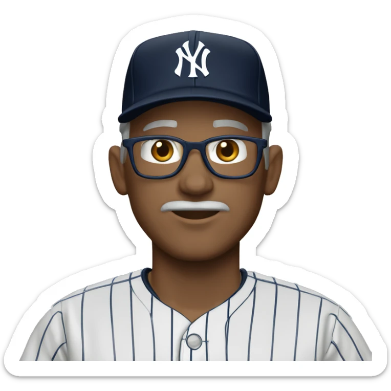 White man of 56 age wear jersey of the New York Yankees  sticker