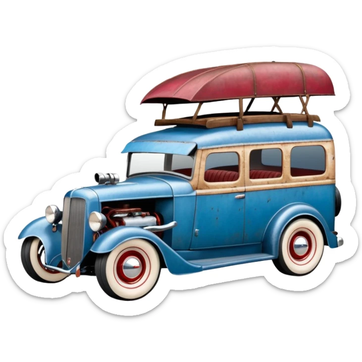 A 1934 fenderless rustic old antique rat Chevrolet hot rod caravan that’s blue and cherry pearl  sticker