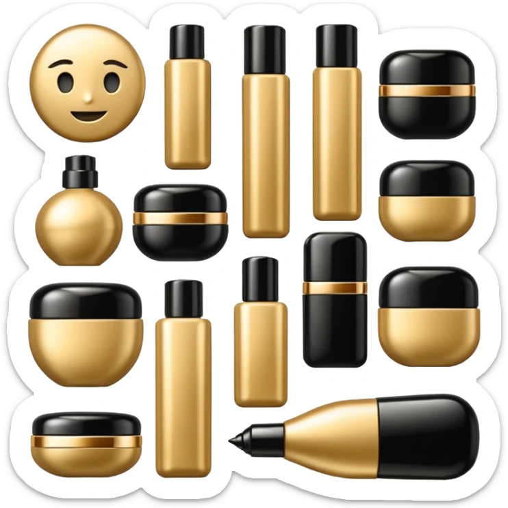 emoji of luxury brand labeled beauty products sticker