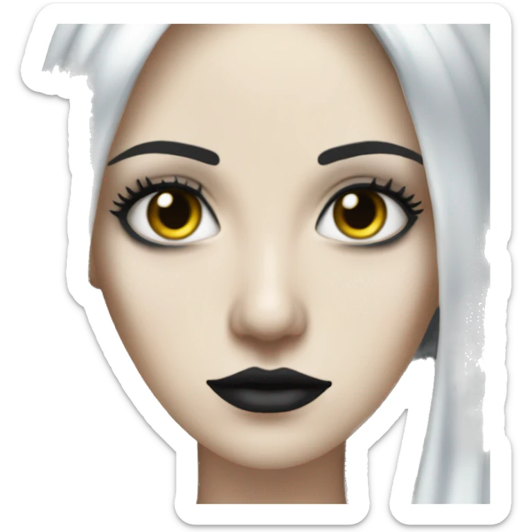white goth women with long black hair and tear proof mascara soaked in water sticker