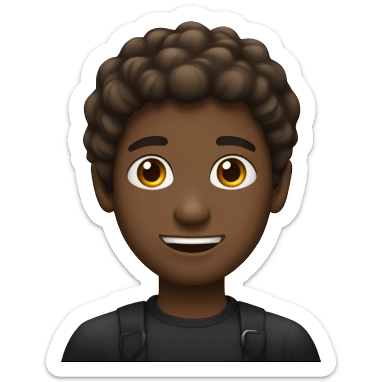 Un chico de 14 años de pelo negro y ojos cafes todo vestido de negro sticker