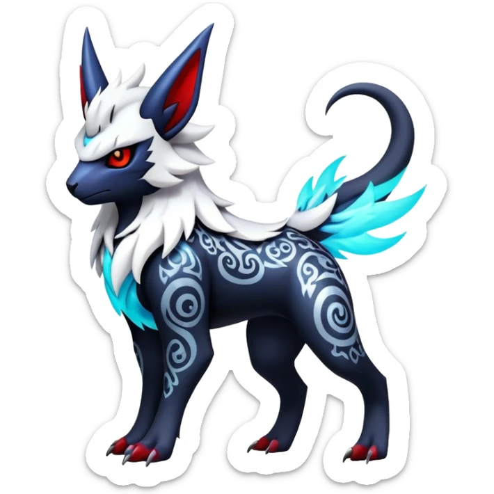 Shiny Colorful Gothic Exotic Badass Cool Absol-Zangoose-Pokémon-Fakémon-hybrid-creature (full body) sticker