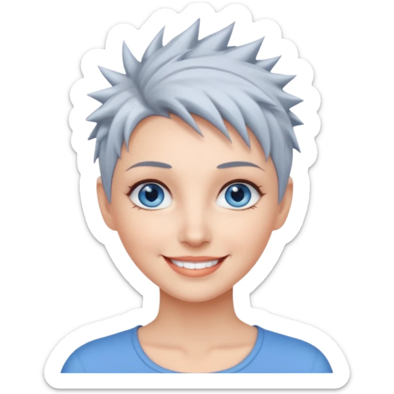 Pretty woman with blue eyes and gorgeous smile with short spikey grey hair sticker