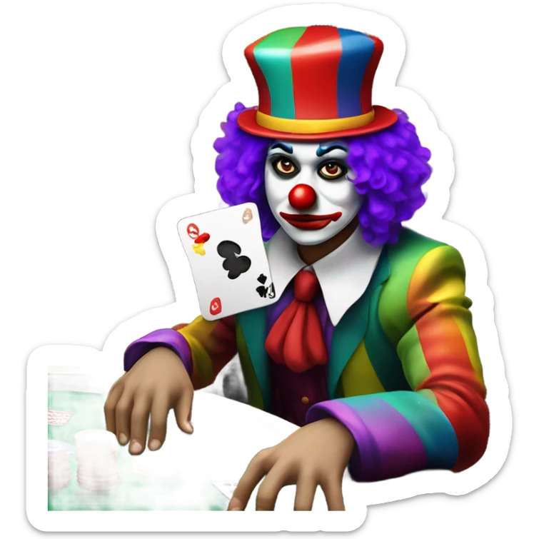 Sad emoji clown loses money at casino blackjack with date sticker