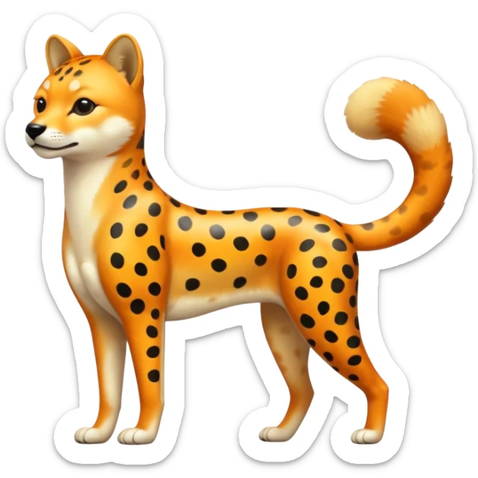 Colorful shiny iridescent Cheetah-Dingo-Leopard--shiba-inu-hybrid, full body sticker