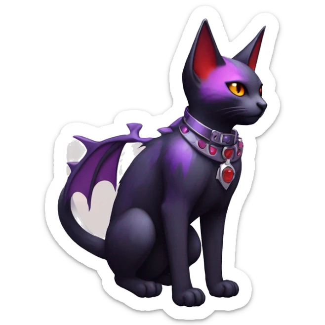 cool edgy black punk red Purple ethereal fantasy nargacuga-bat-cat-Fakemon collar full body sticker