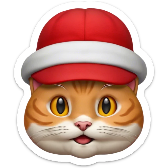 L'emoji del gattino che fa la smorfia (😼) ma con il cappello di Mario bros sopra la testa sticker