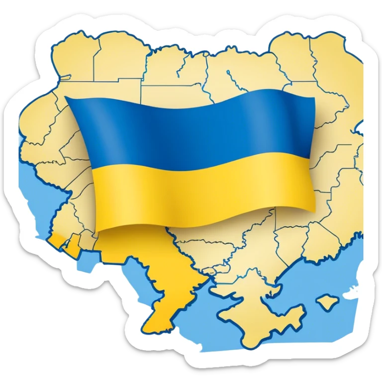 flag of Ukraine on the background of the map of Ukraine sticker