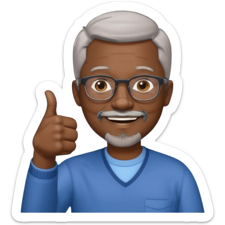 African American short graying hair and graying goatee man with eyeglasses giving thumbs up sign sticker