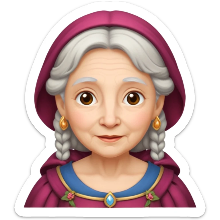 The kind and amiable grandmother in medieval fairy tales sticker