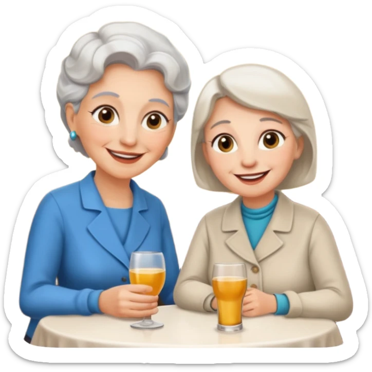 conversación dentro de un restaurant  dos personas y una de las persoans sea una abuela y el otro un adulto de 27 años sticker