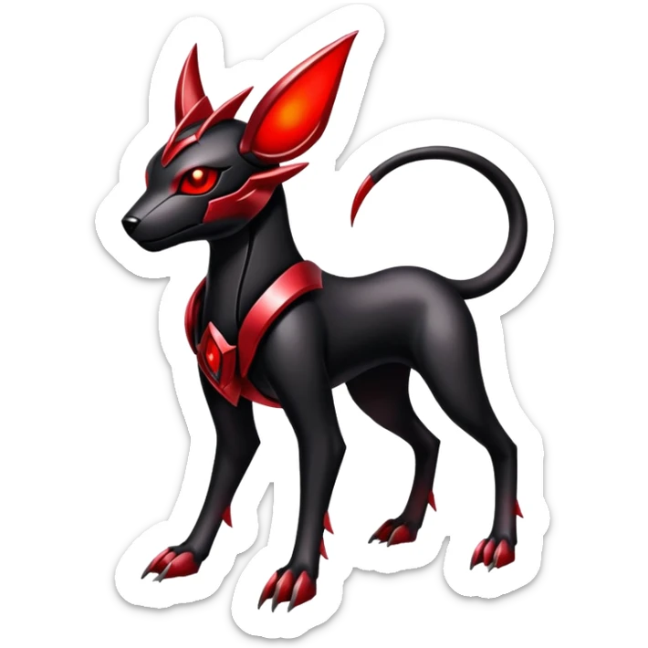 Shiny Gothic Exotic Futuristic Houndoom-Genesect-Torracat-Pokémon-Fakémon-hybrid-creature sticker