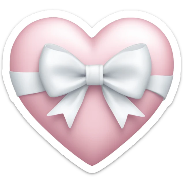 Pastel pink heart with white bow sticker