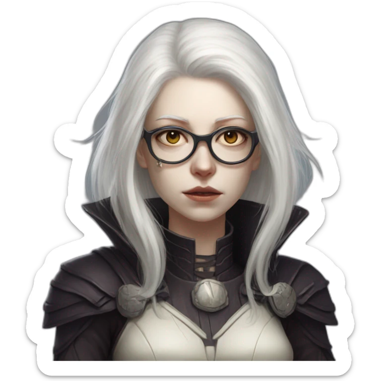 dark heresy female psyker white hairs glasses scowling pale skin scars sticker