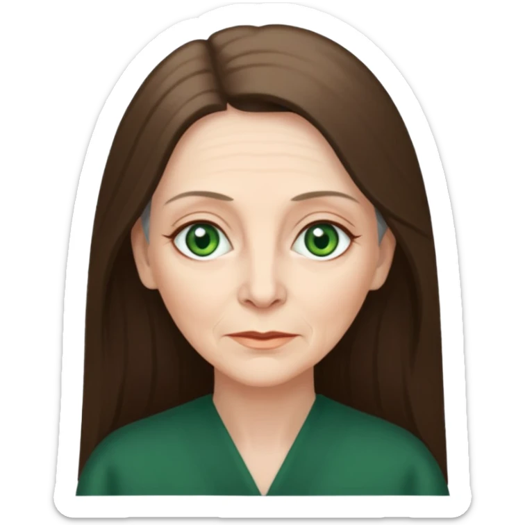 Pretty older woman with green eyes and long straight Ash-brown hair  sticker
