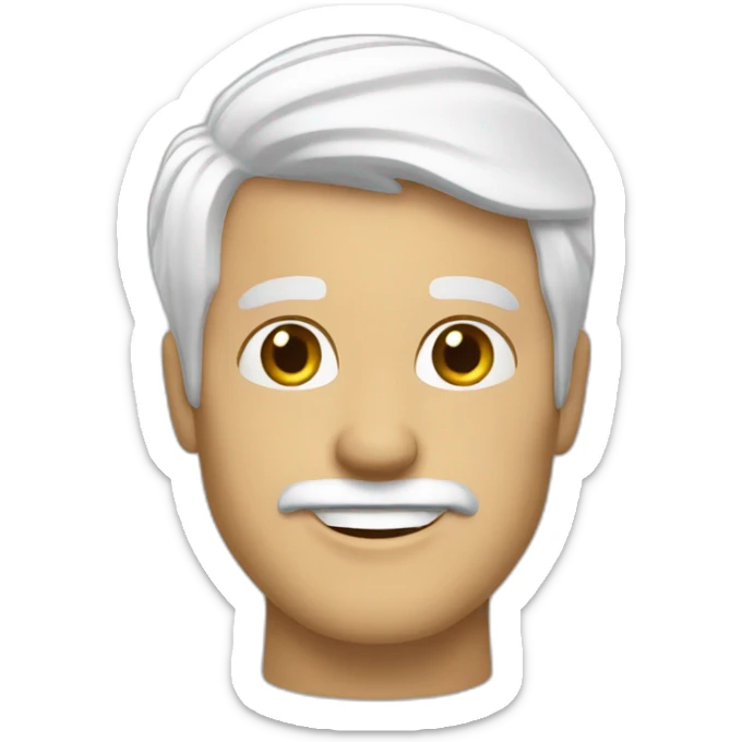 Create an emoji of a man smiling, business dressed, with white hair and with a short but neat white beard, but with no glasses sticker