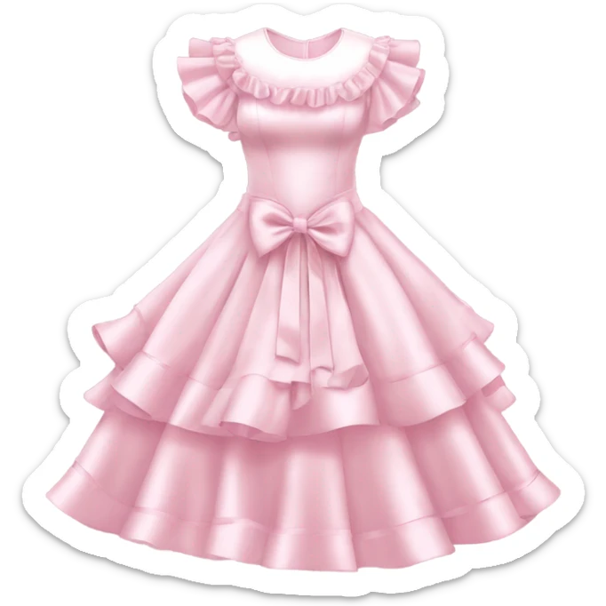 Satin pink pastel soft tiana ruffle dress and add pink ribbons ( JUST DRESSSSS) sticker