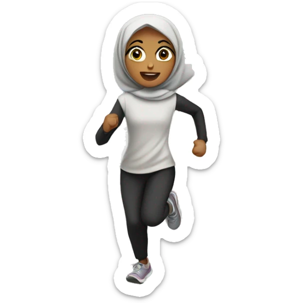 Muslim girl running sticker