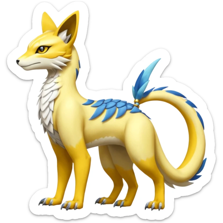 Latias-Vernid-Lombax-Renamon-Zeraora-Bastet-Fakémon-hybrid-fusion-creature, full body sticker