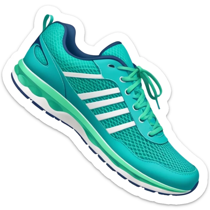 turquoise running shoes, athletic footwear, blue-green sneakers sticker