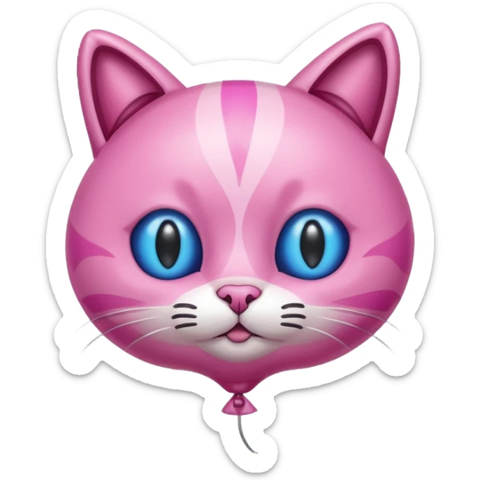 Make a pink cat with a balloon head, no the head is a balloon with the details of the cat head on the balloon head sticker