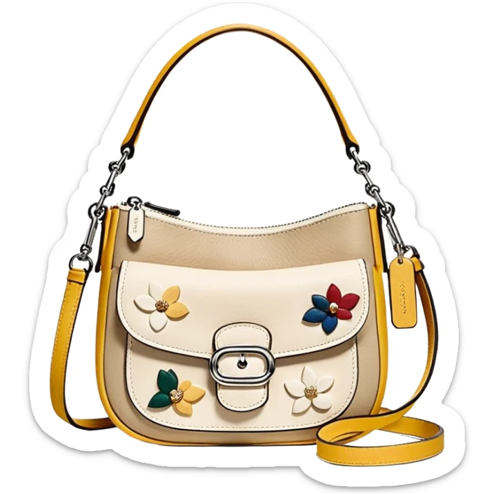 Coach Women's Hadley Mini Crossbody Bag in Pebbled Leather all white beige
 sticker
