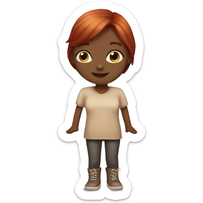girl i don't know helpless hands up, darker red hair, light skin sticker